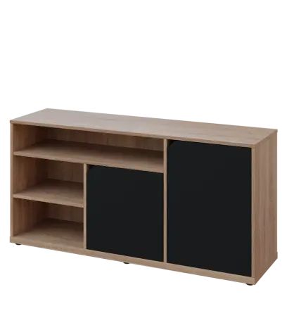 KU2-15DN3 P skříňka nízká 2-dveřová, nika, 740x1522x400, provedení pravé, dub bardolino/černá